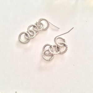 Earrings silver tone chain link bjr
